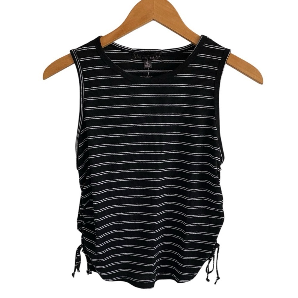 NWT Forever21 Black and White Stripes Ruched Sides Muscle Tee